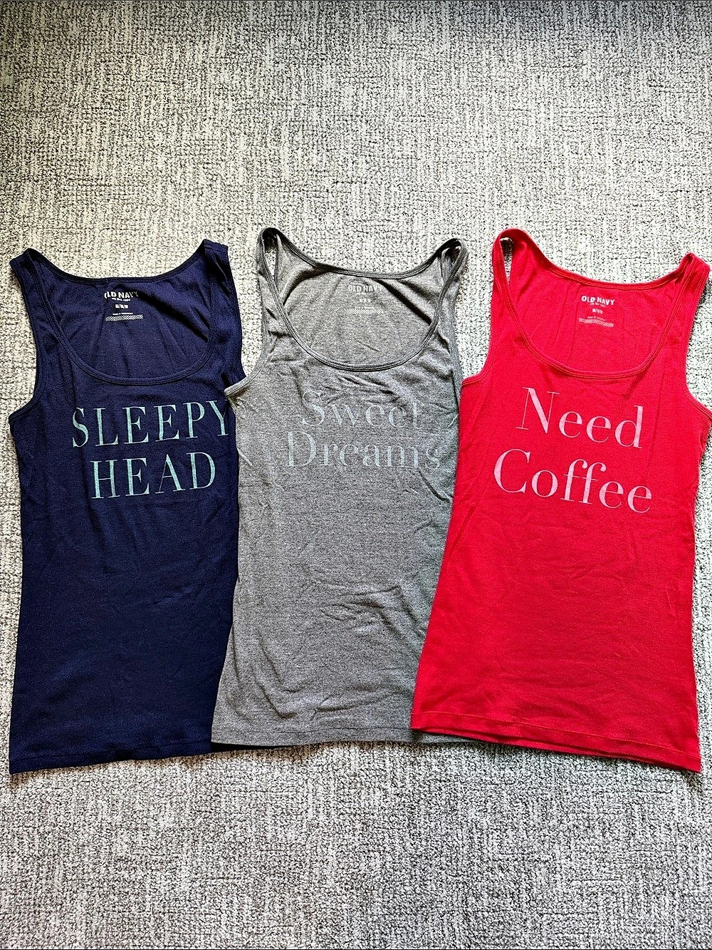Old Navy Sunday Sleep Graphic Tank Top Bundle Medium